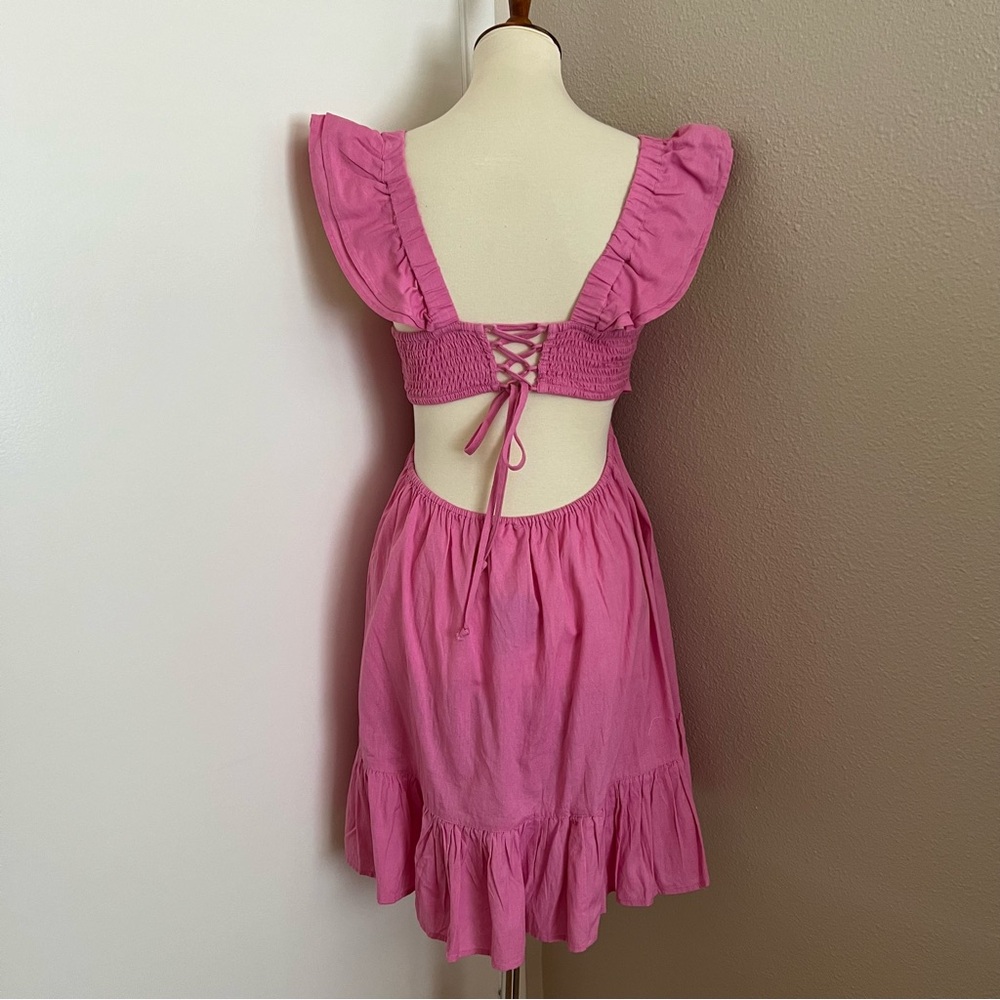 Pink Open Back Babydoll Dress - Picture 5 of 5